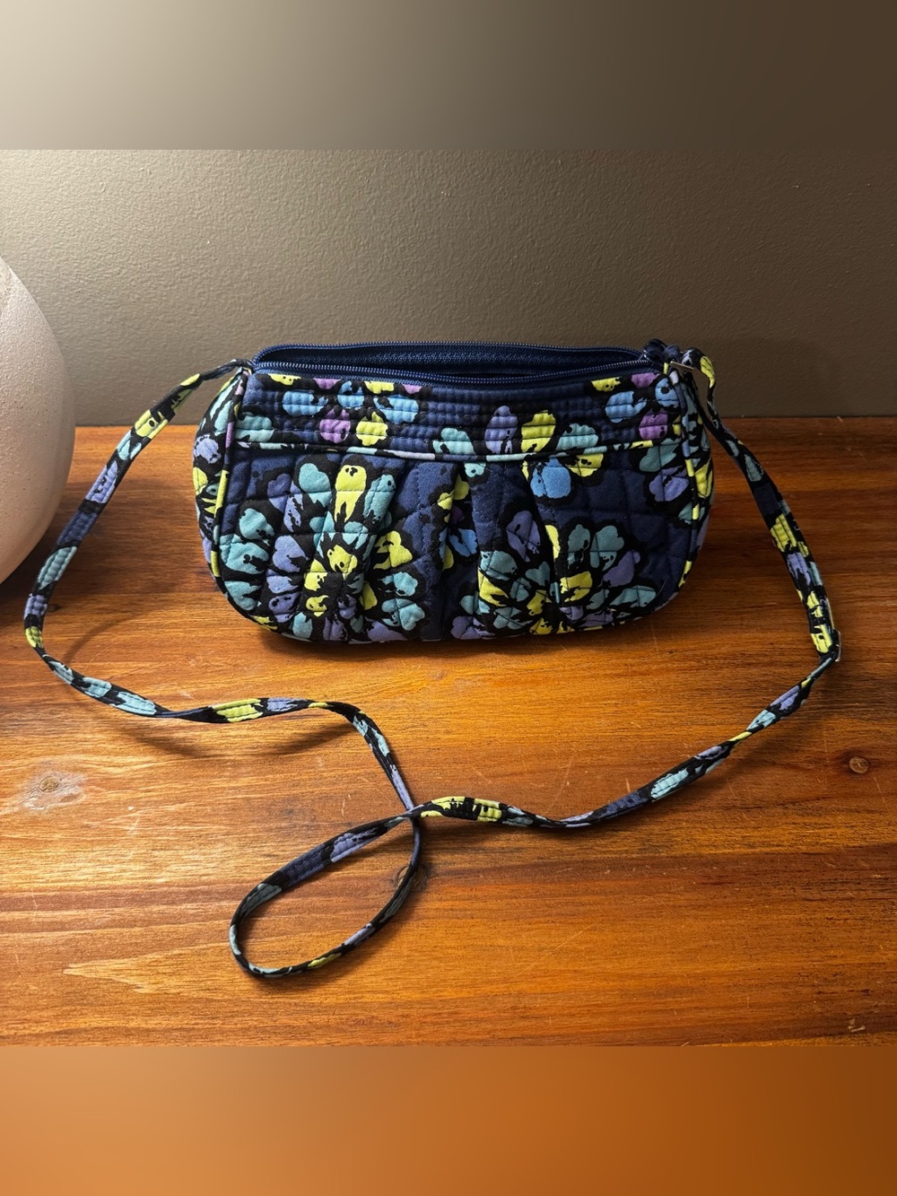 Vera Bradley Indigo Blue Pop Floral Crossbody Shoulder Purse